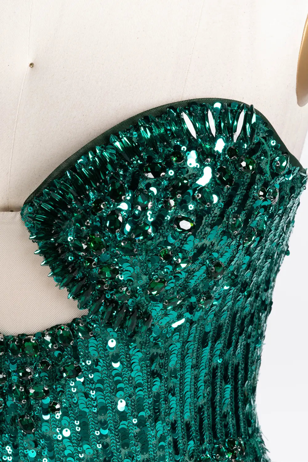 Green Strapless Sequin Formal Evening Dress ST099 Sheer Fairy