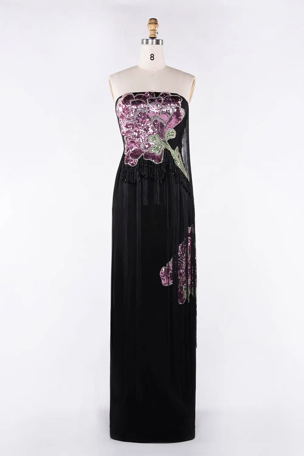 Black Sequin Floral Evening Gown ST120 Sheer Fairy