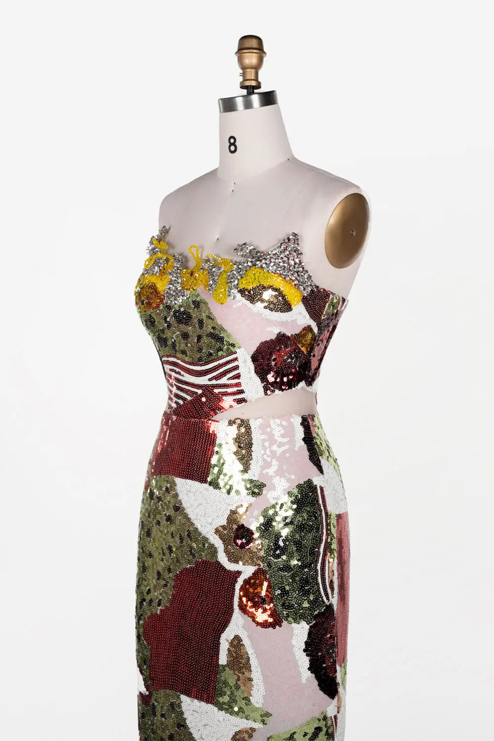 Multicolored Sequin Strapless Column Gown ST112 Sheer Fairy