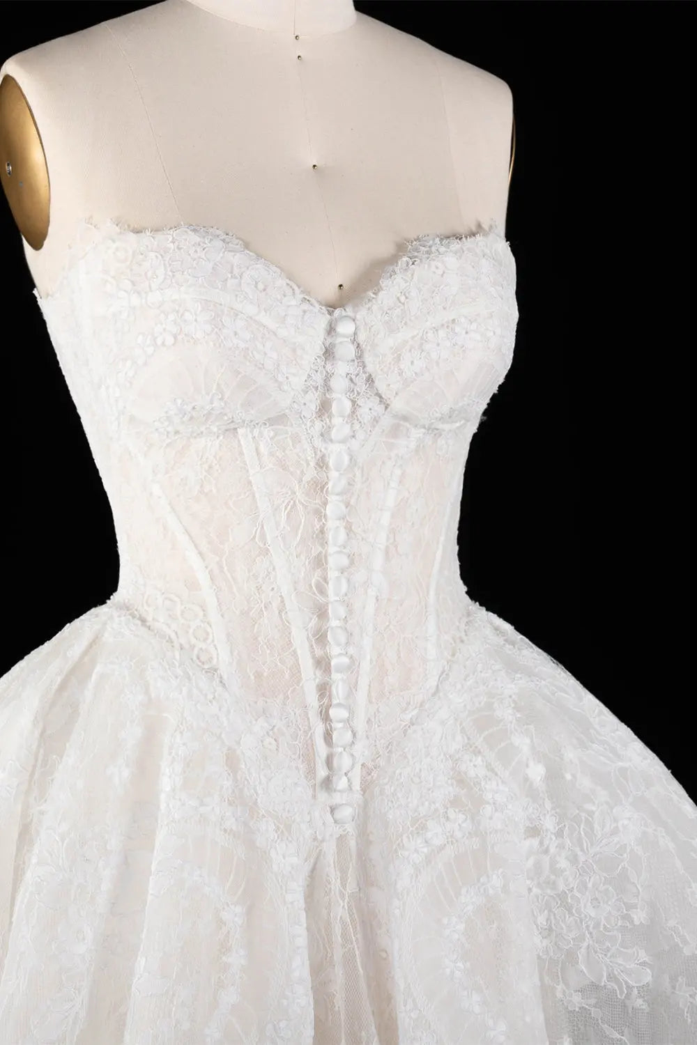 Off White Floral Lace Strapless Wedding Dress SW694 Sheer Fairy
