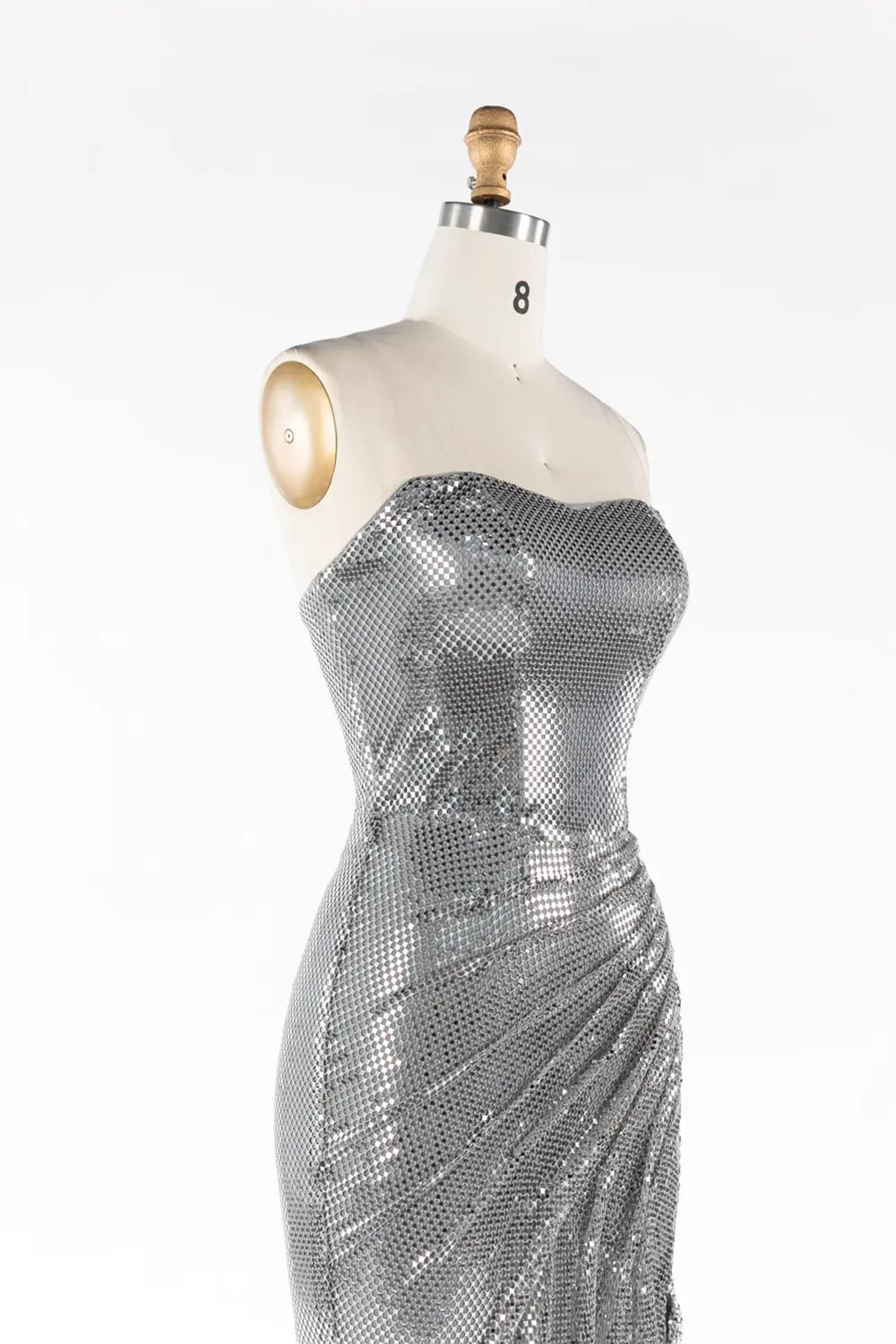 Silver Strapless Ruched Sequin Slit Formal Evening Dress ST058 Sheer Fairy