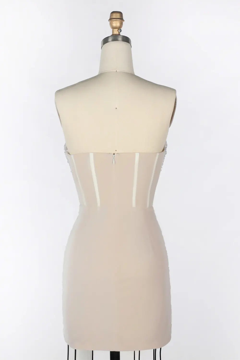 White Strapless Beaded Corset Draped Mini Dress ST089 Sheer Fairy