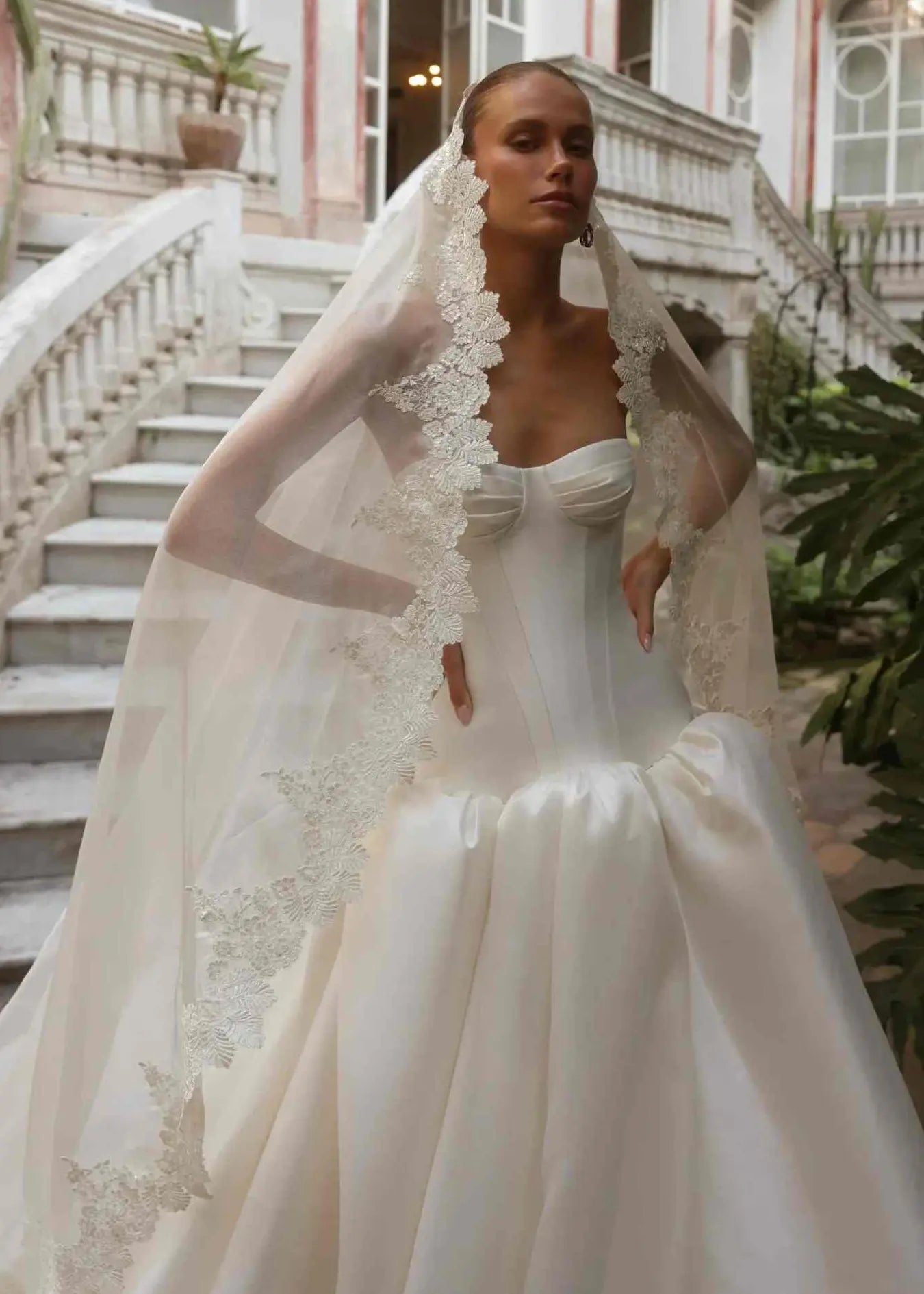 Satin Ball Gown Wedding Dress with Corset Bodice SW191 Sheer Fairy