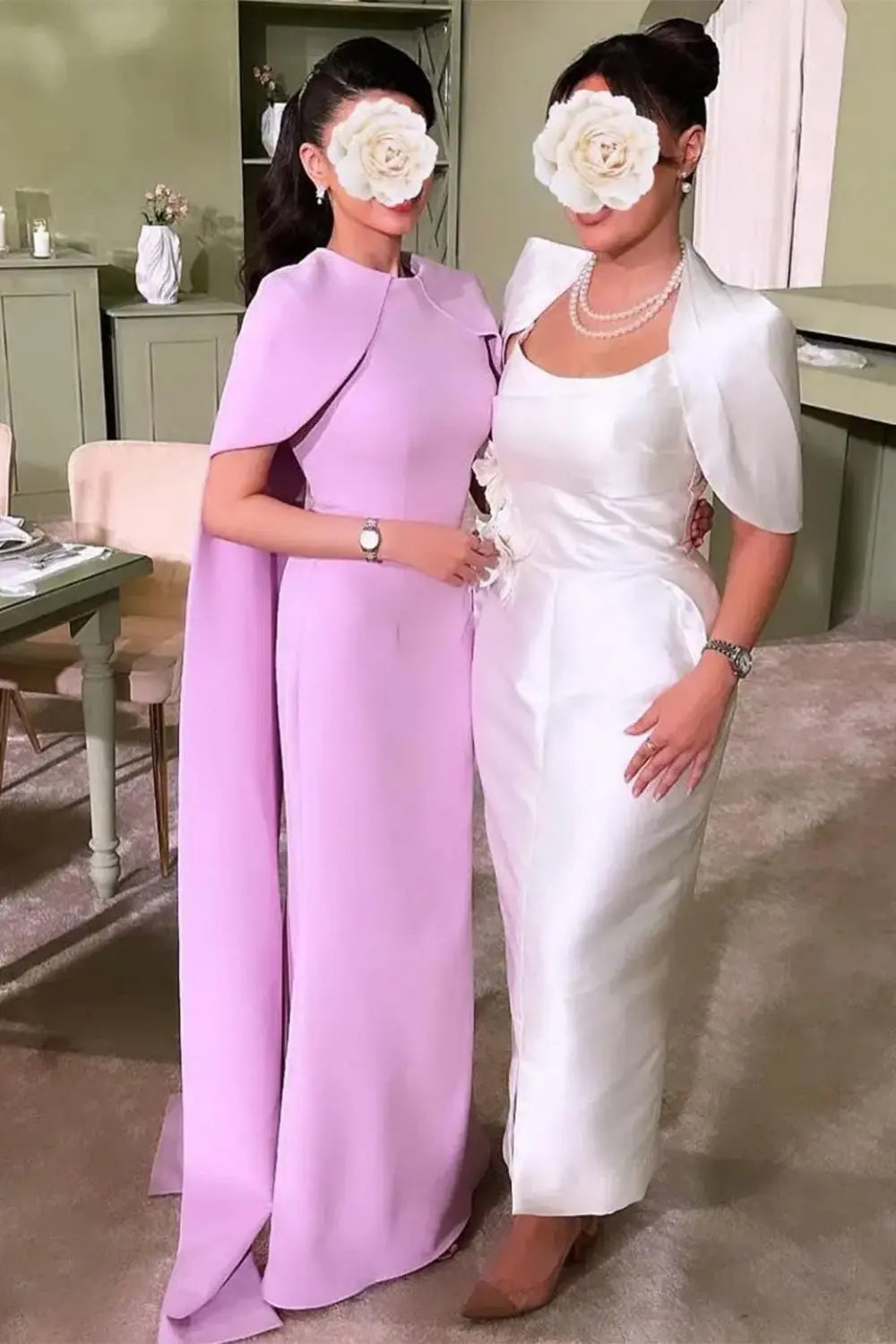 Simple Lilac Straight Evening Dress with Cape SF033 Sheer Fairy