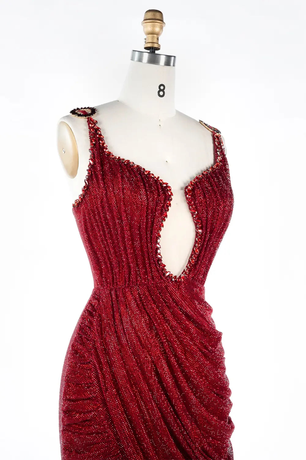 Wine Red Beaded Ruched Cutout Mini Evening Dress ST039 Sheer Fairy