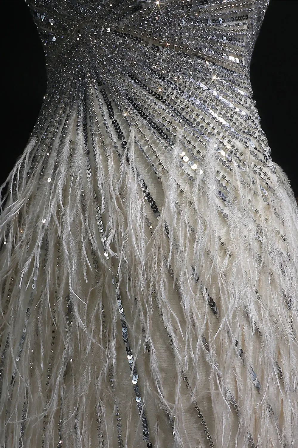 Modest Luxury Sequined Feather Sheath Homecoming Dress RM124 Sheer Fairy