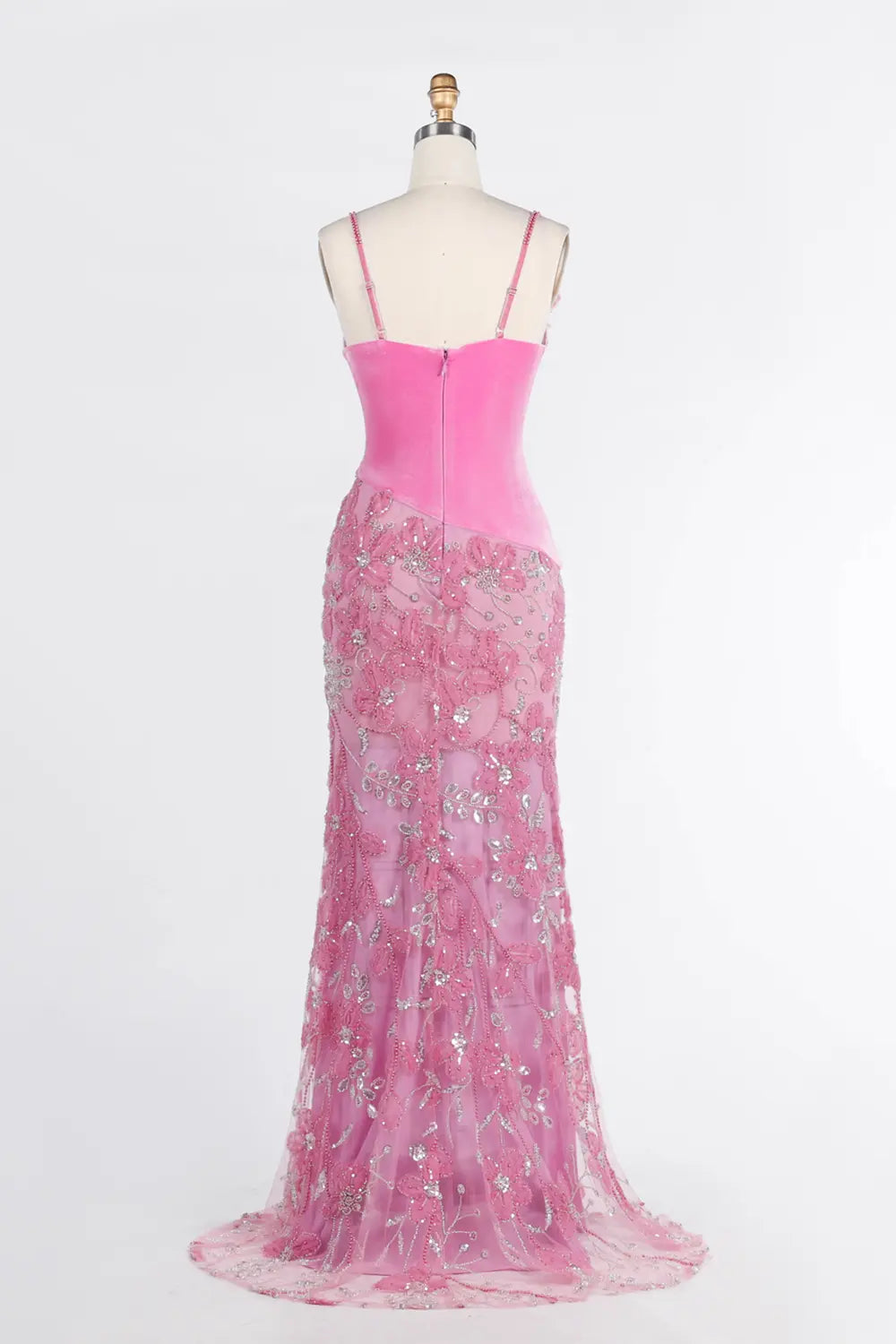 Pink Sweetheart Floral Sequin Mermaid Evening Gown ST040 Sheer Fairy