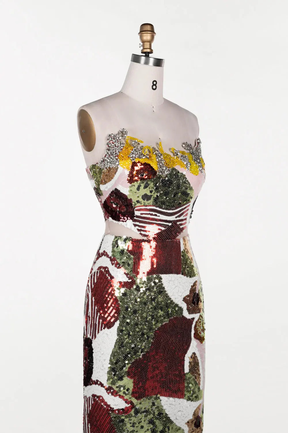 Multicolored Sequin Strapless Column Gown ST112 Sheer Fairy