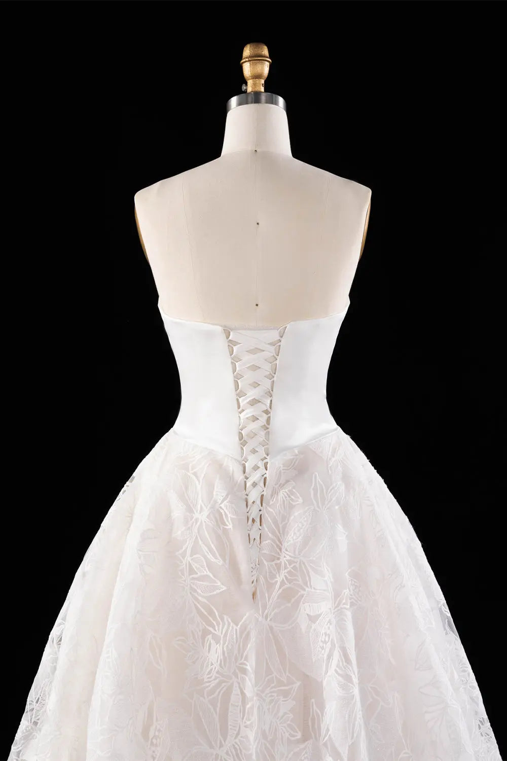 Off White Satin and Tulle Corset Wedding Dress SW614 Sheer Fairy