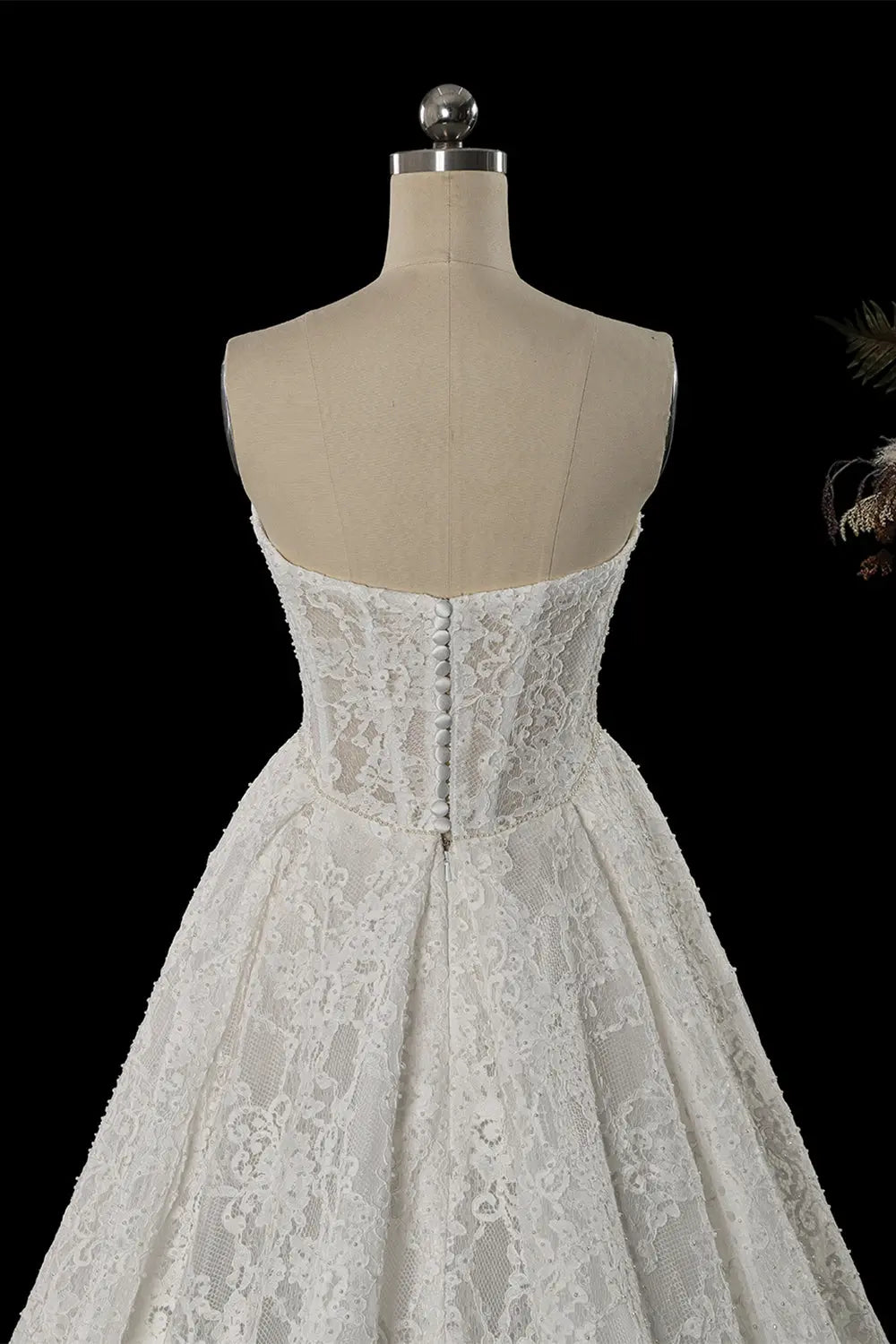 White Strapless Corded Lace Wedding Dress SW753 Sheer Fairy