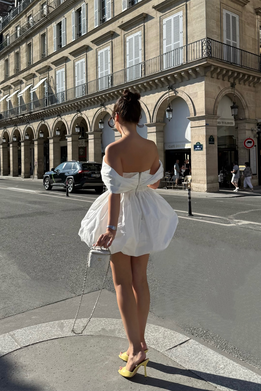 White Off the Shoulder Mini Dress Corset Bubble Hem Party Dress RM254 Sheer Fairy