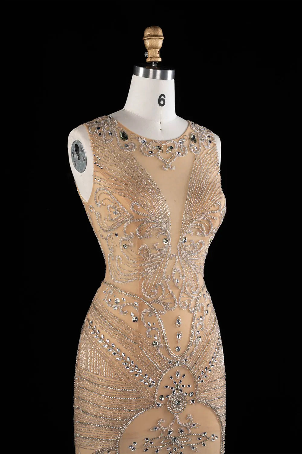 Nude Crystal Embellished Evening Gown SH026 Sheer Fairy