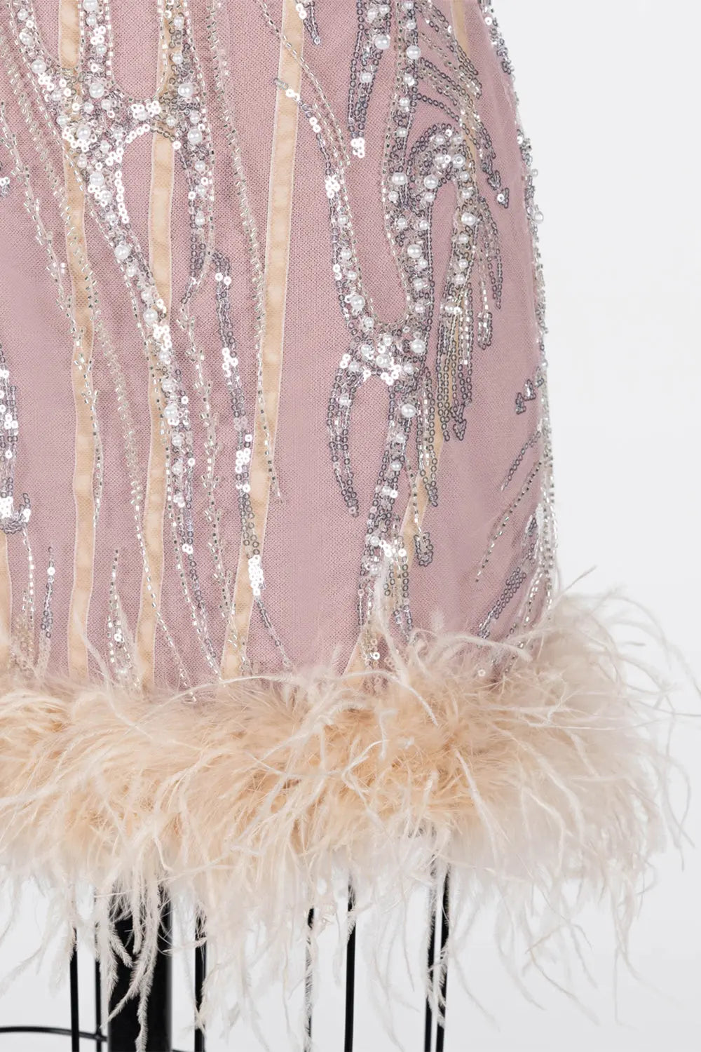 Pink Sequin Feather Bodycon Mini Dress ST115 Sheer Fairy