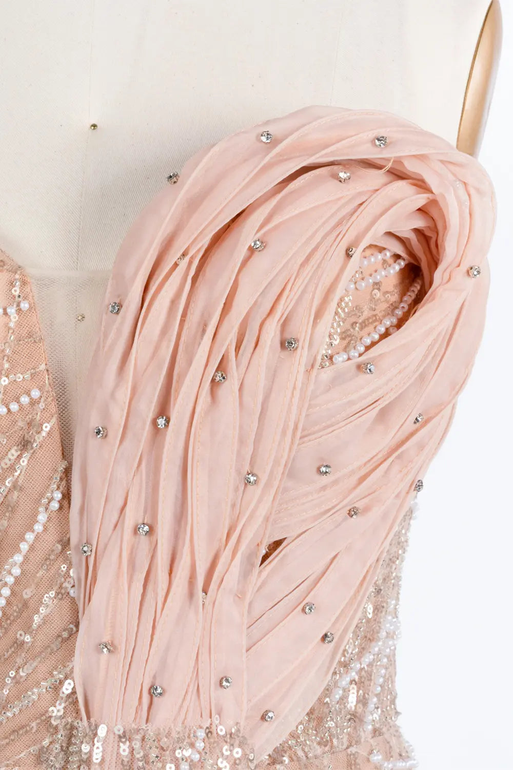 Champagne Strapless Sequin Slit Formal Evening Dress ST051 Sheer Fairy