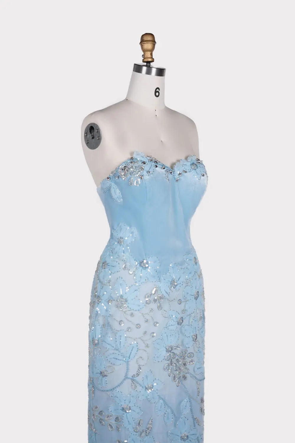 Blue Floral Sequin Strapless Evening Gown ST108 Sheer Fairy