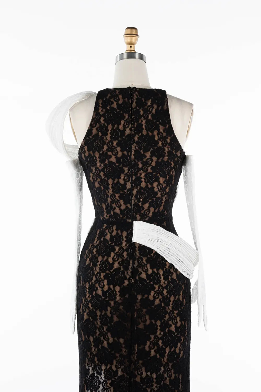Black And White Lace Contrast High Slit Maxi Evening Dress ST041 Sheer Fairy