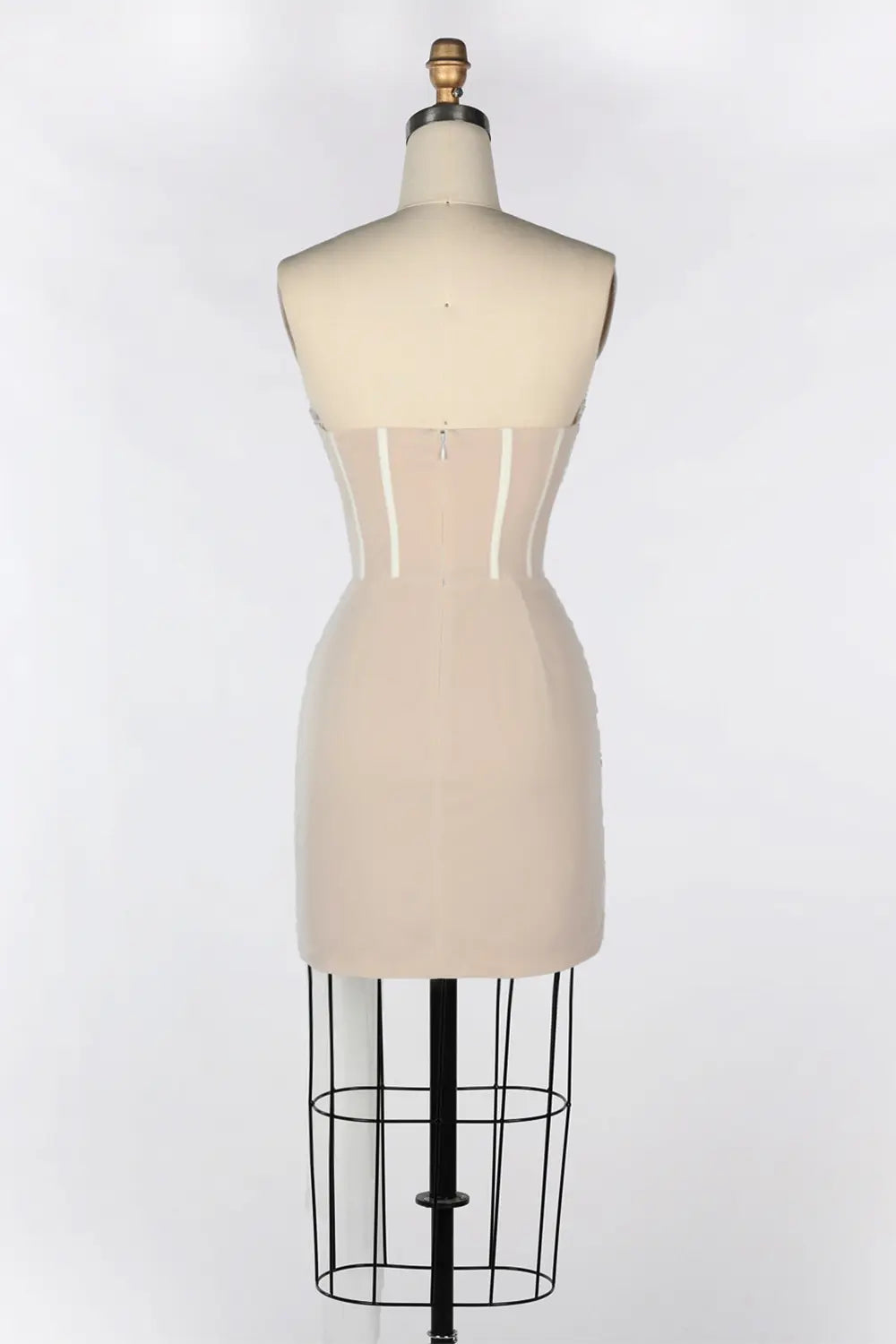 White Strapless Beaded Corset Draped Mini Dress ST089 Sheer Fairy