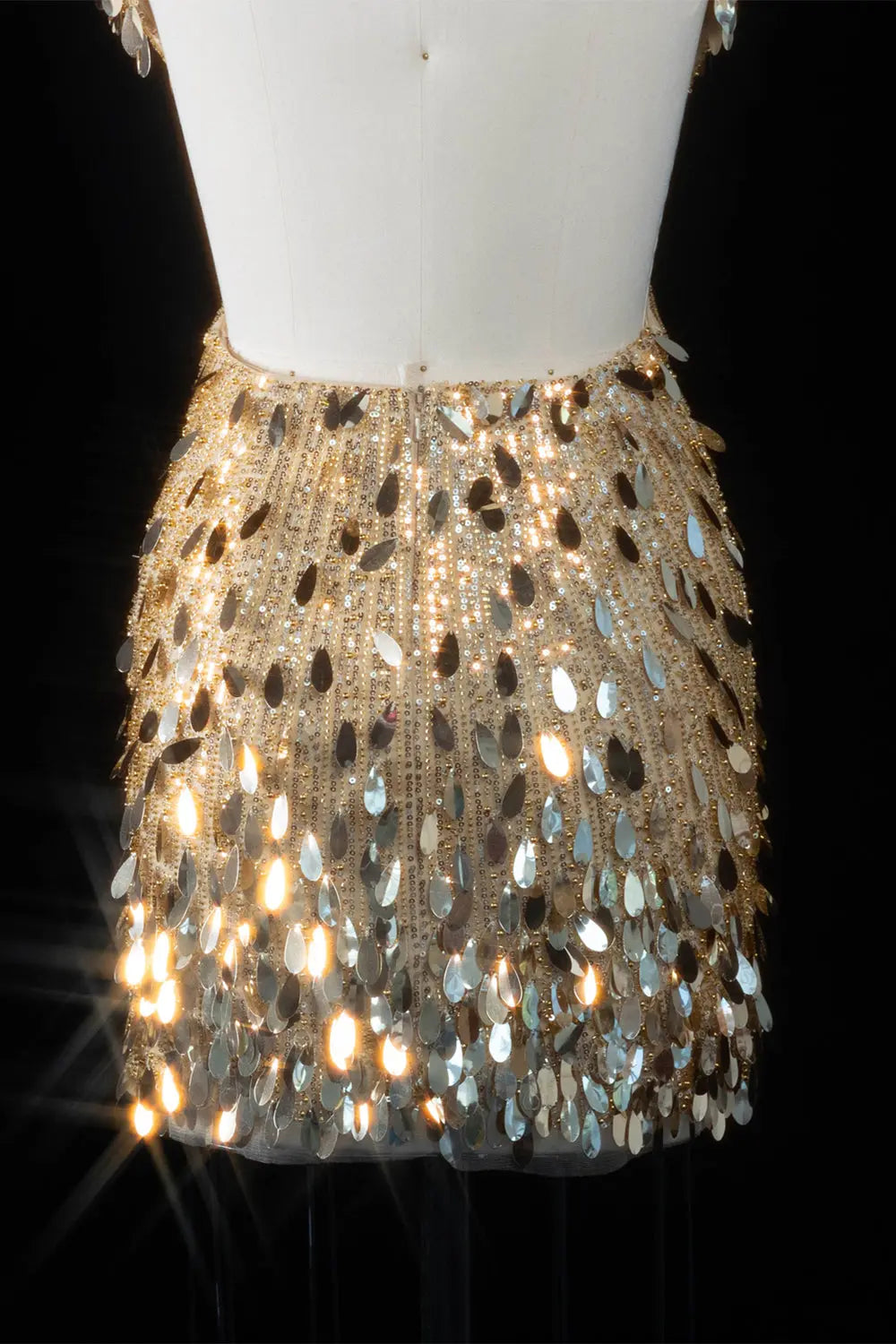 Minimal Champagne Satin Halter High-Low Ballgown Homecoming Dress RM121 Sheer Fairy