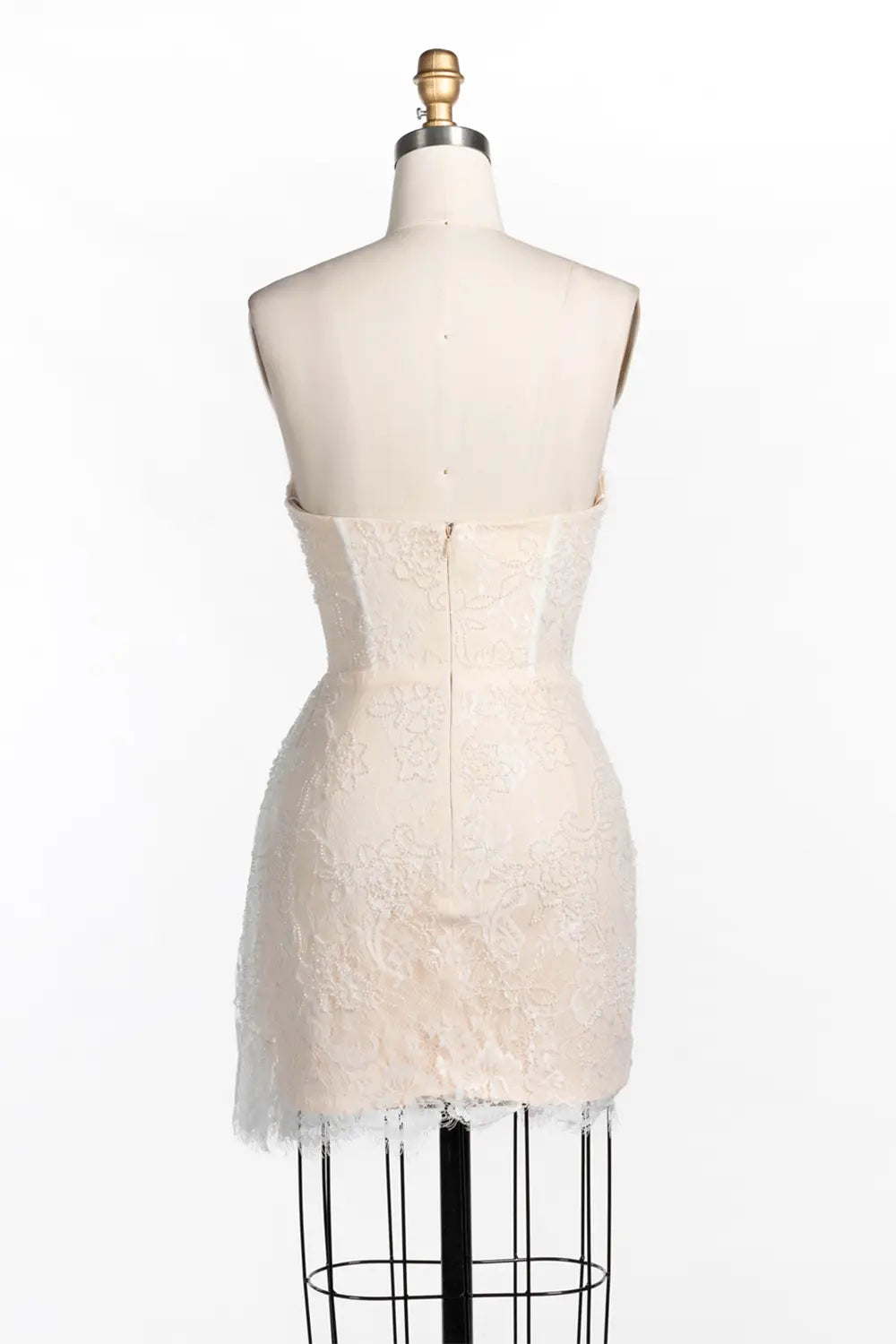 White Nude Strapless Lace Corset Mini Dress ST086 Sheer Fairy