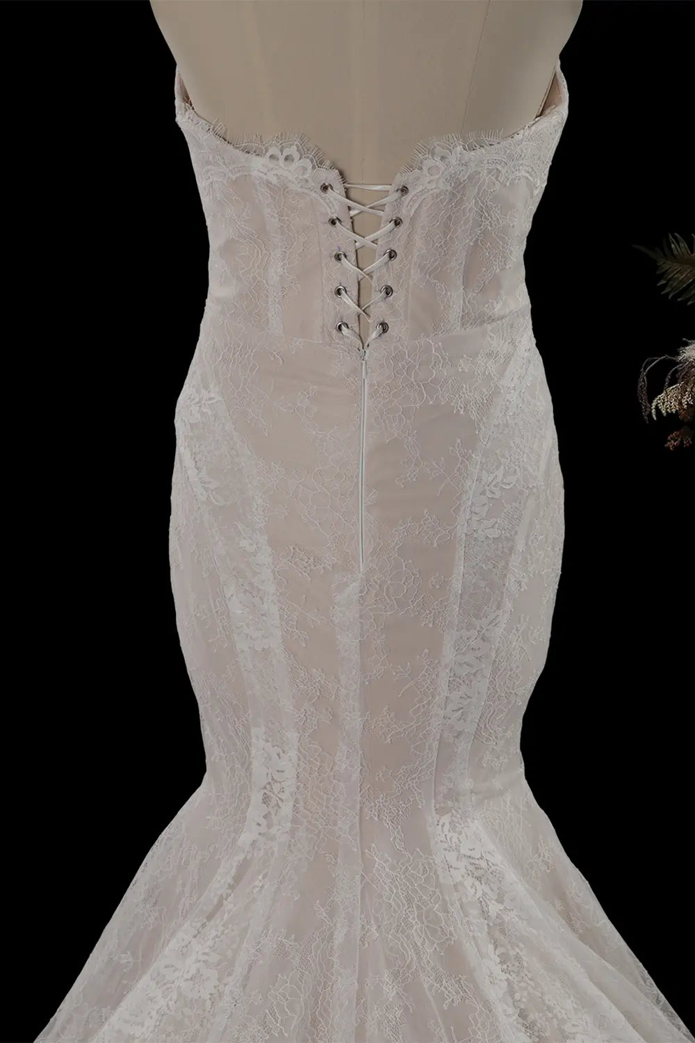 White Corset Mermaid Long Sleeve Wedding Dress SW752 Sheer Fairy