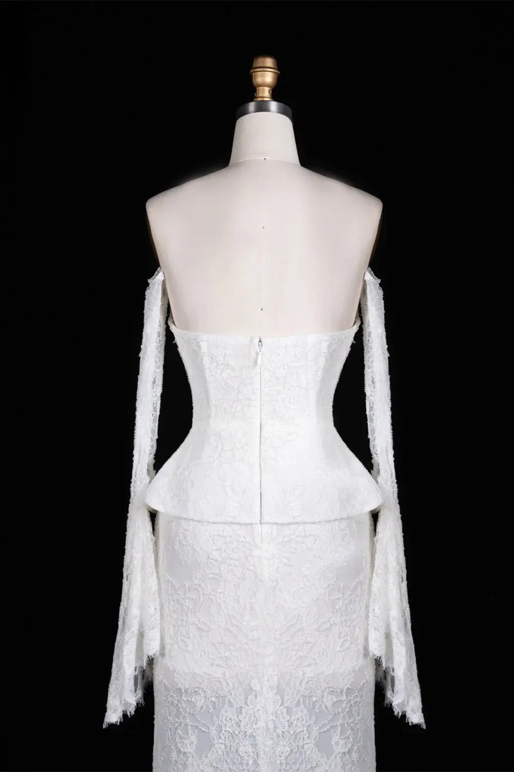 White Mesh Corset Peplum Evening Dress ST101 Sheer Fairy