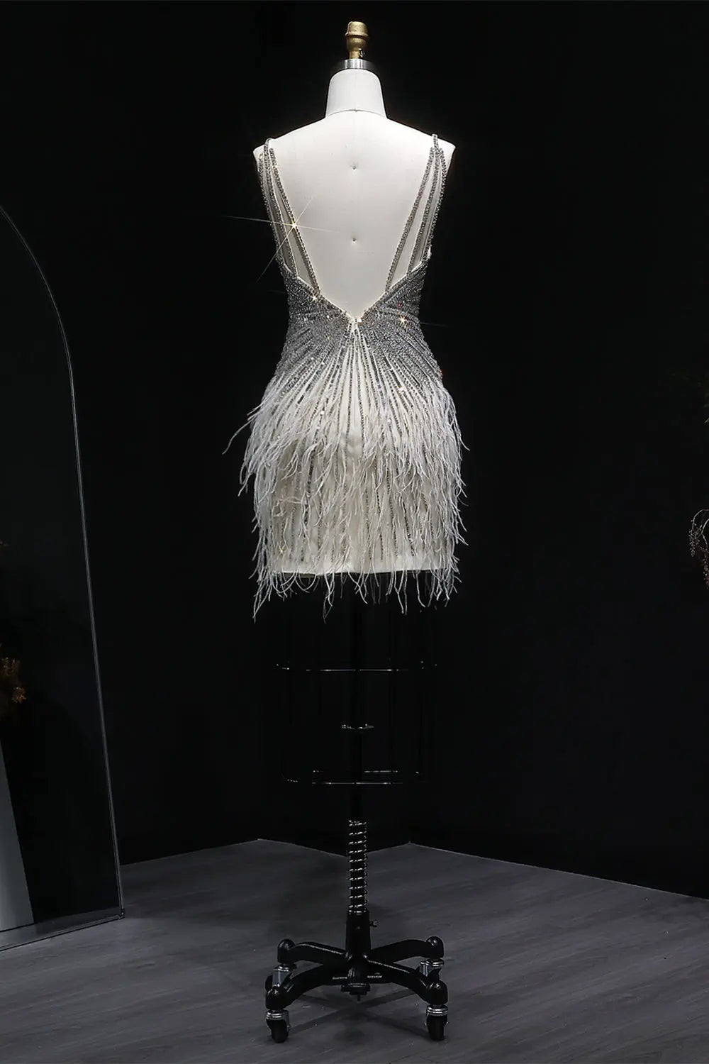 Modest Luxury Sequined Feather Sheath Homecoming Dress RM124 Sheer Fairy