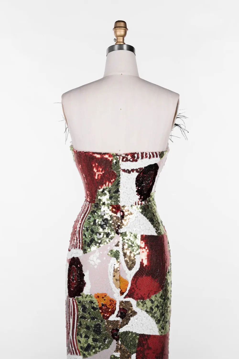 Multicolored Feather Sequin Strapless Gown ST113 Sheer Fairy