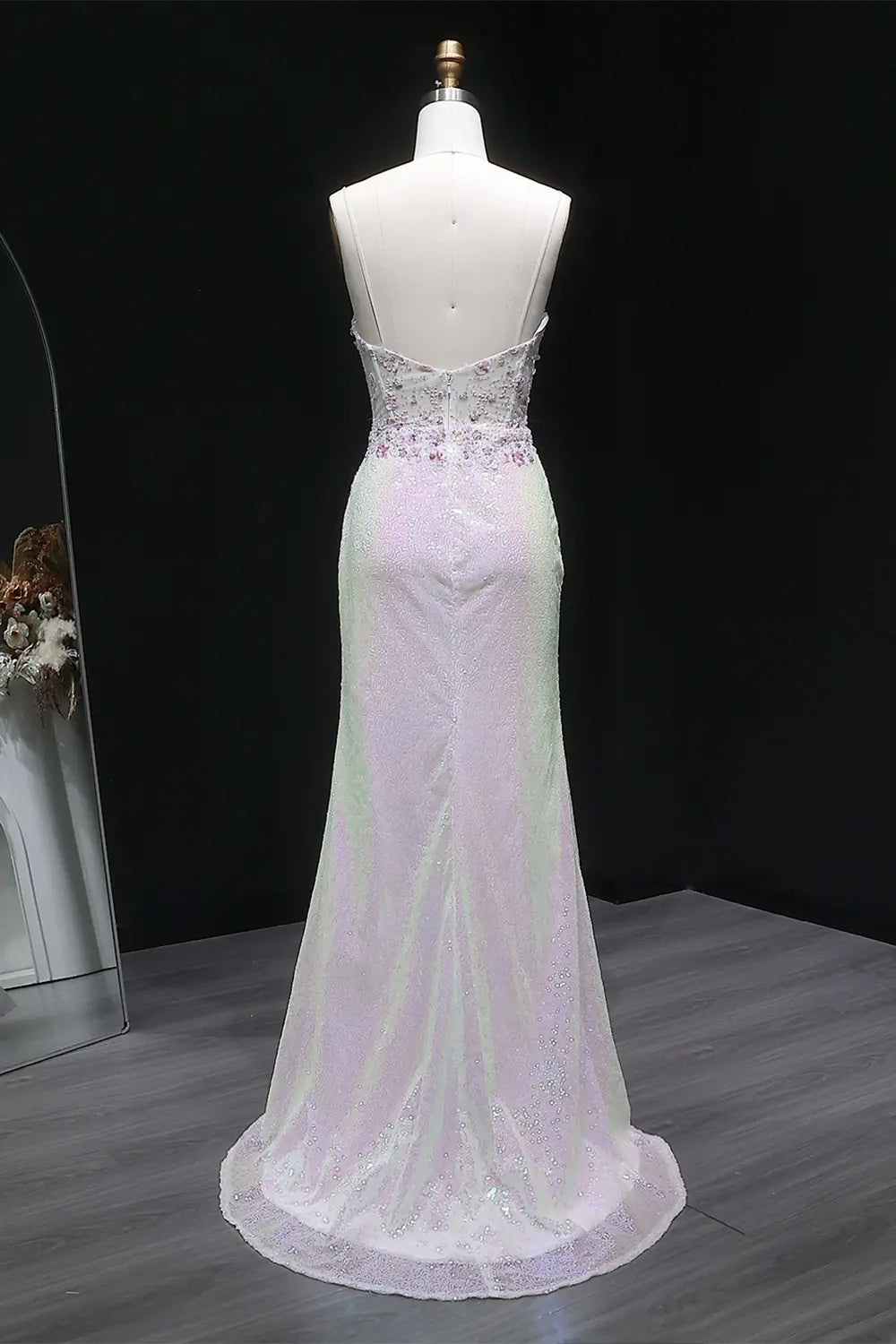 Sexy Split Side Backless Long Gradient Pink Prom Dress Party Gown SH061 Sheer Fairy