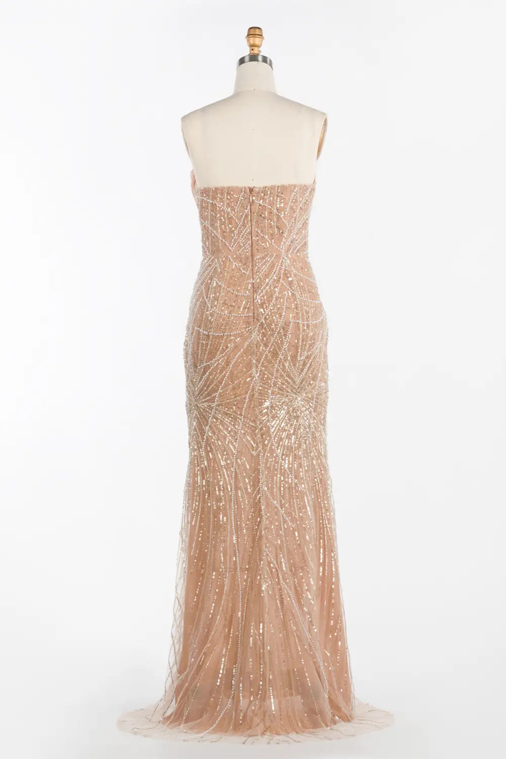 Champagne Strapless Sequin Slit Formal Evening Dress ST051 Sheer Fairy