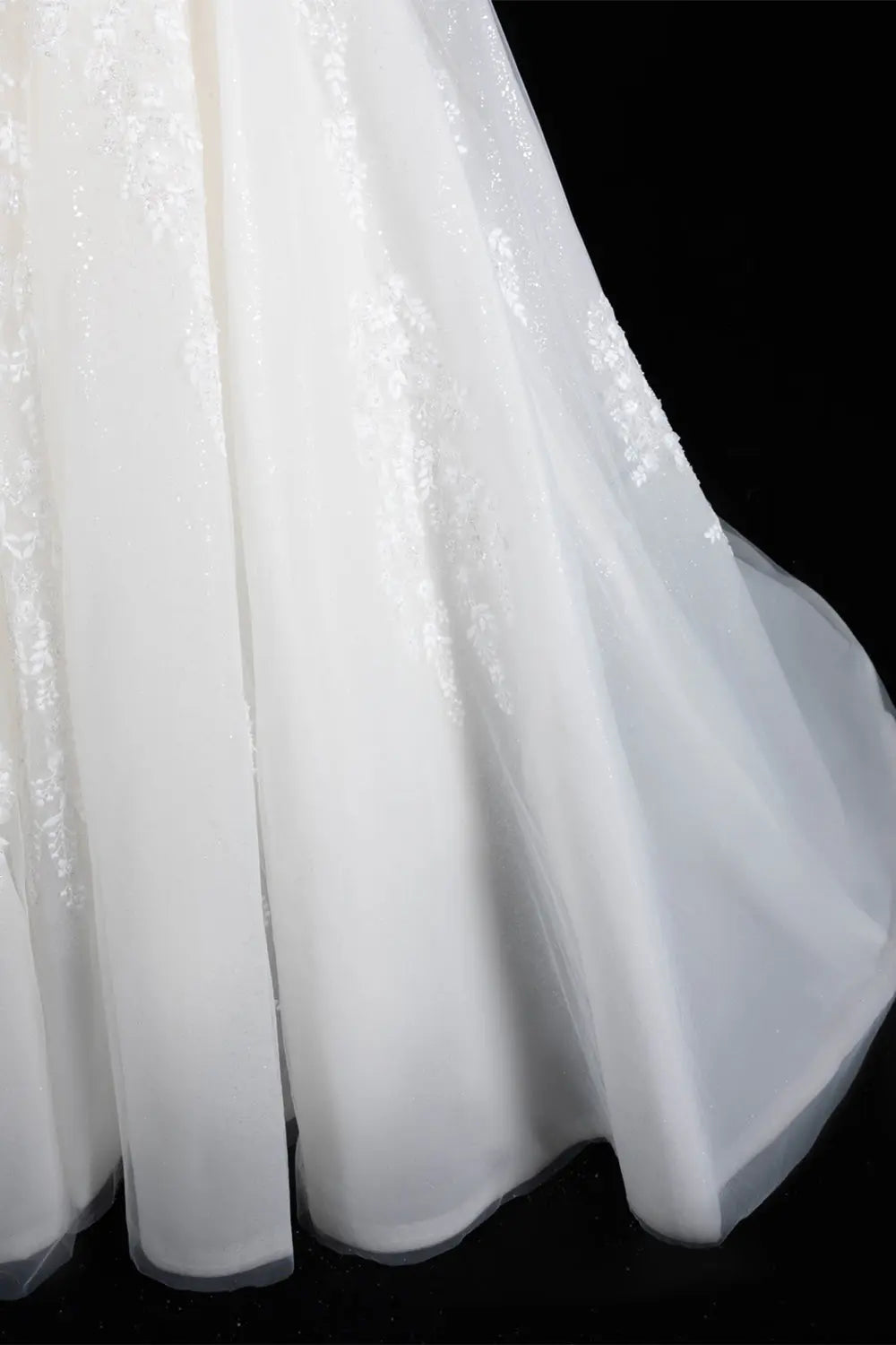 Off White Long Sleeve Lace Ball Gown Wedding Dress SW695 Sheer Fairy