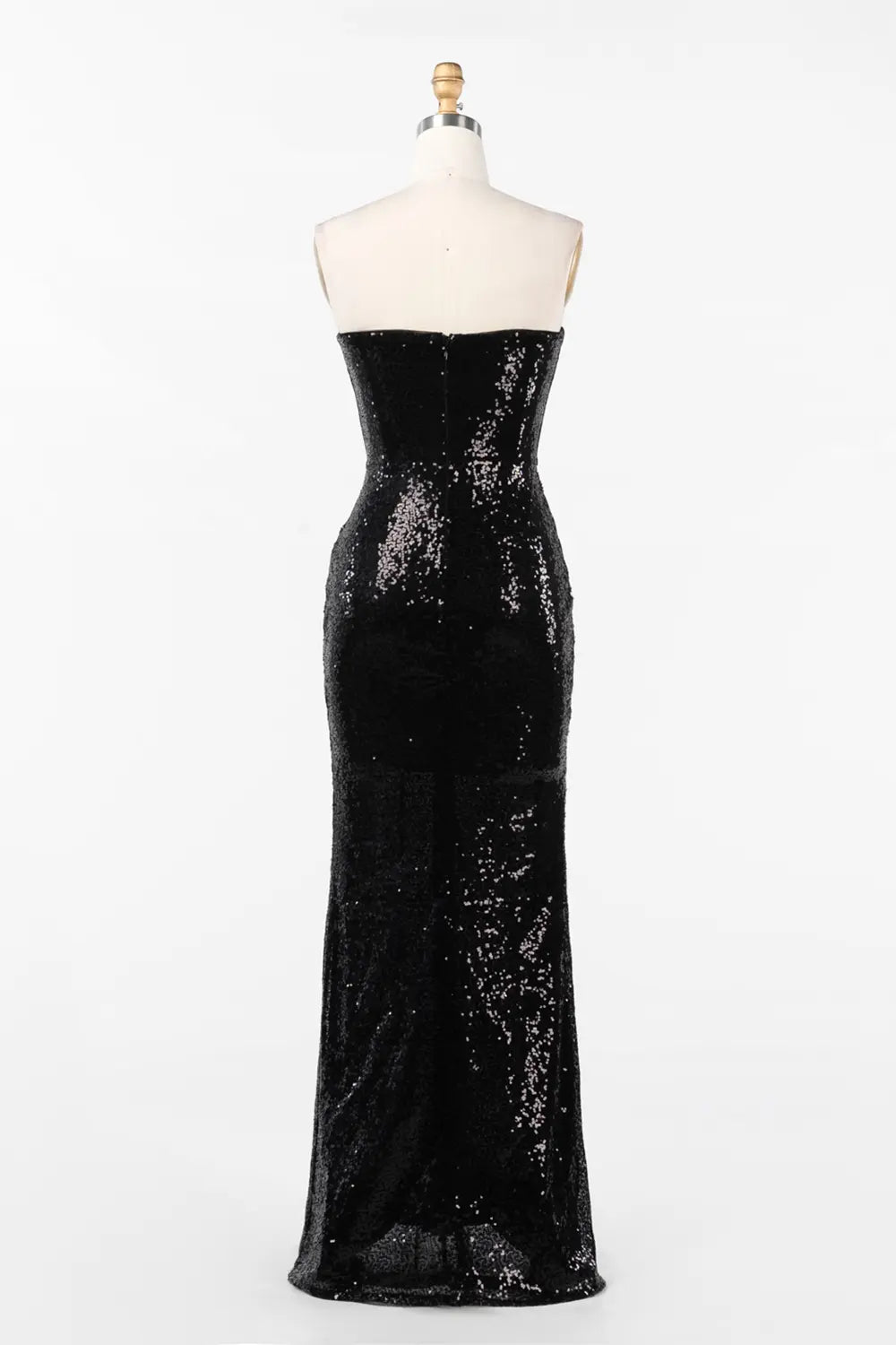 Black Strapless Corset Bodice Sequin Evening Gown ST047 Sheer Fairy