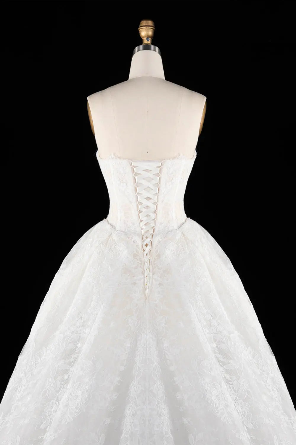 Off White Floral Lace Strapless Wedding Dress SW694 Sheer Fairy