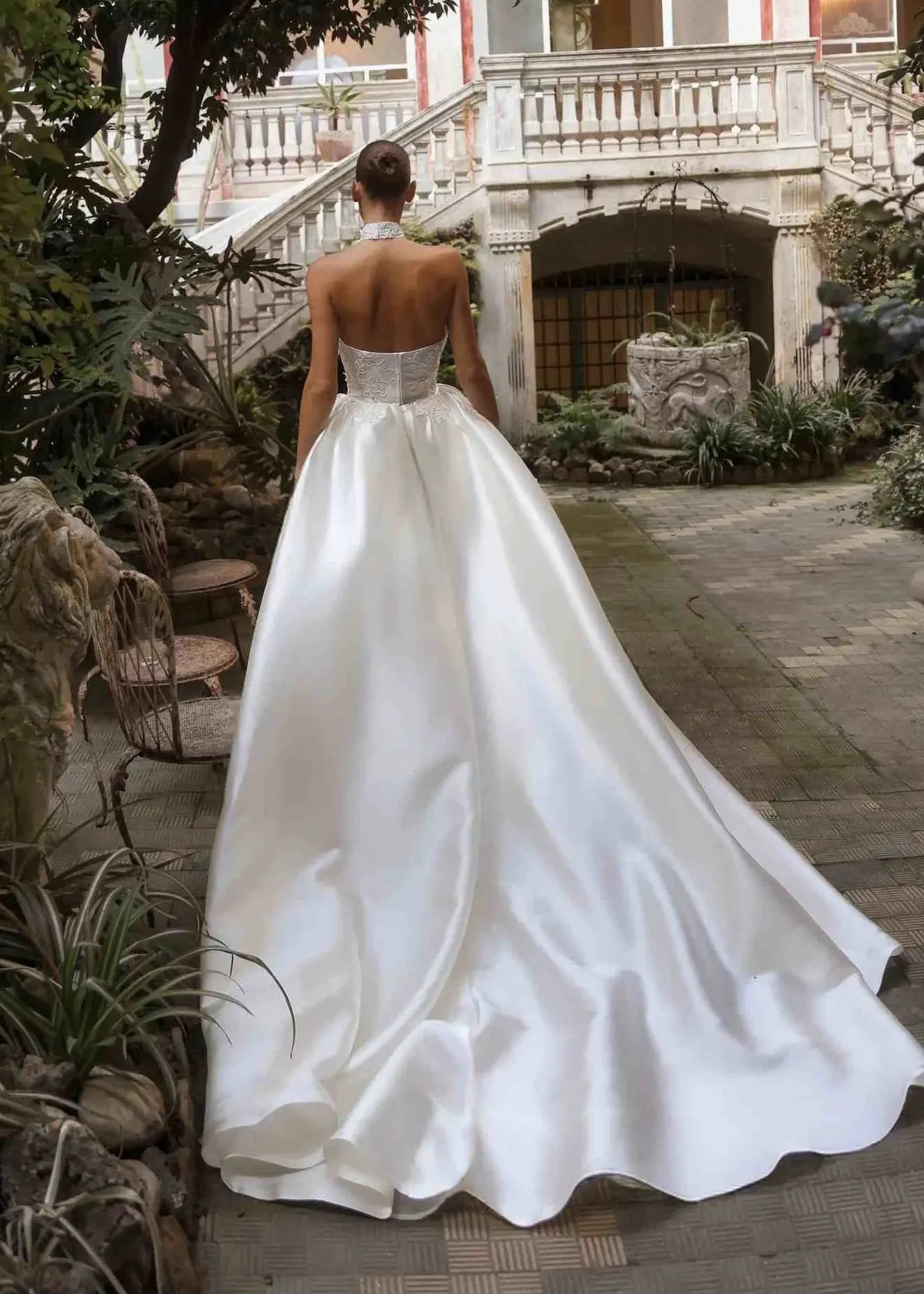 Long Strapless Satin Wedding Dress with High Slit SW186 Sheer Fairy