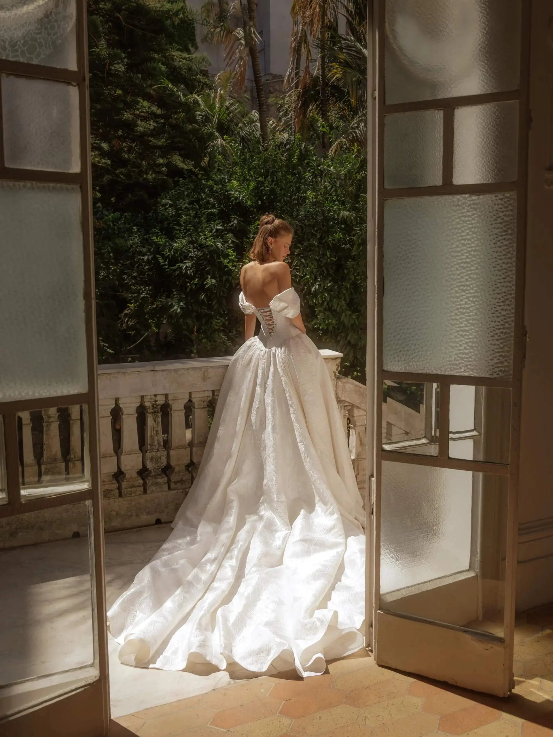 Off the Shoulder Sexy Sweetheart Bodice Satin Wedding Bridal Dress SW181 Sheer Fairy