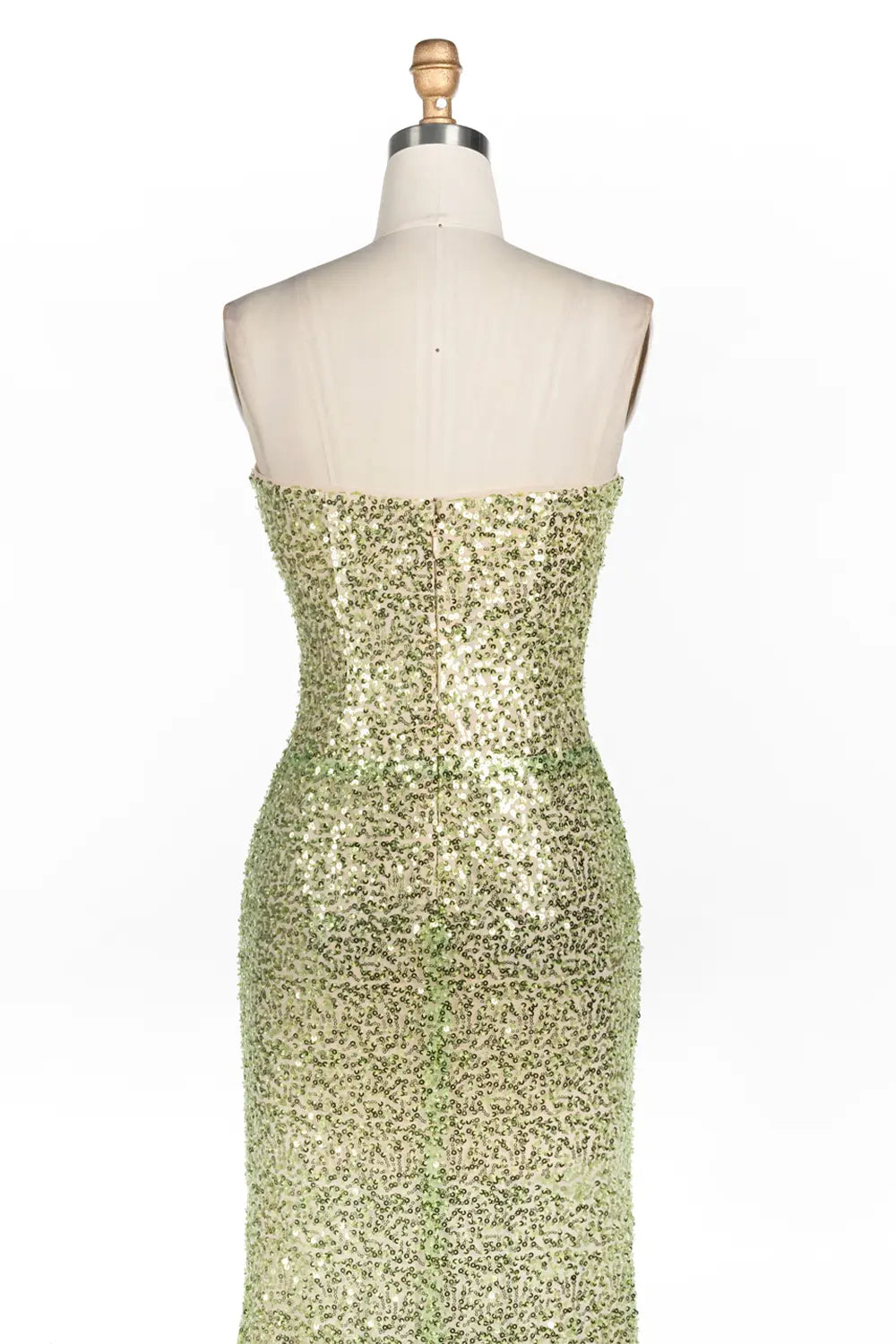 Green Strapless Cutout Sequin Formal Evening Dress ST060 Sheer Fairy