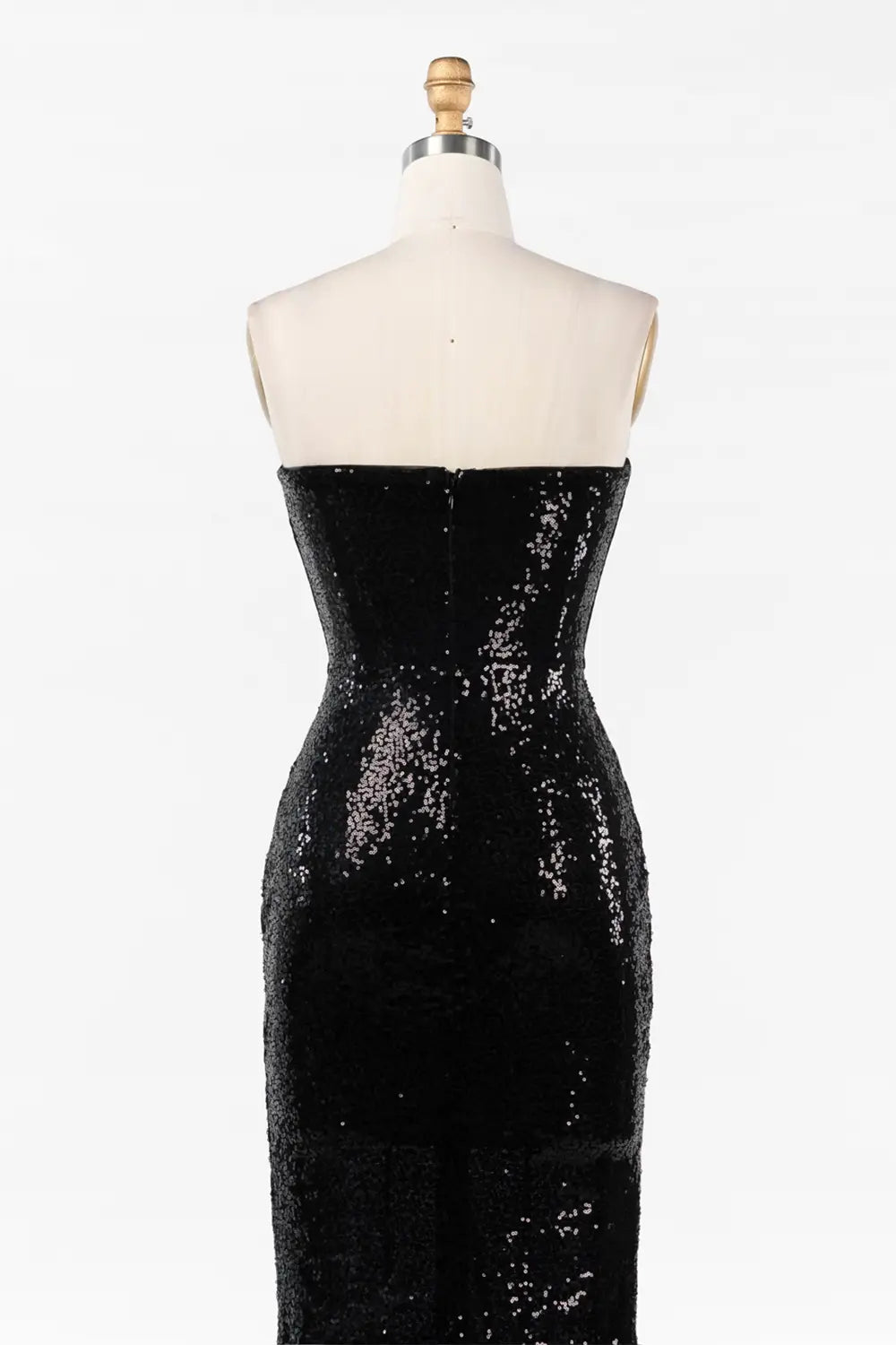 Black Strapless Corset Bodice Sequin Evening Gown ST047 Sheer Fairy