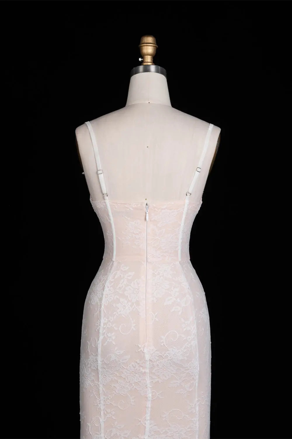 White Floral Applique Corset Evening Gown ST104 Sheer Fairy