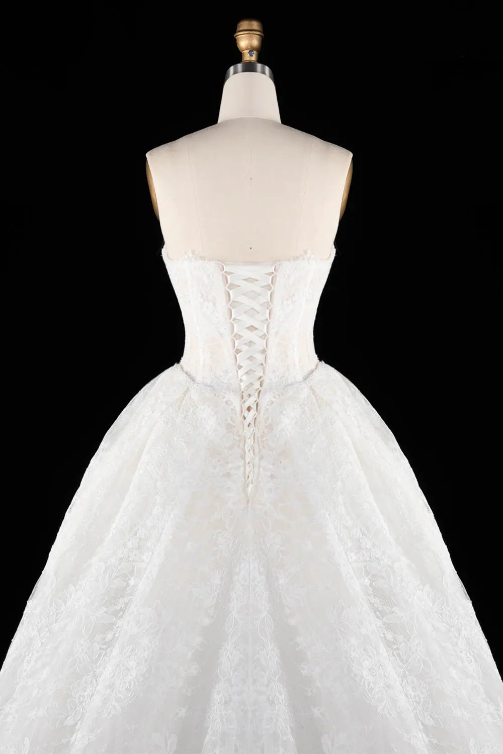 Off White Floral Lace Strapless Wedding Dress SW694 Sheer Fairy