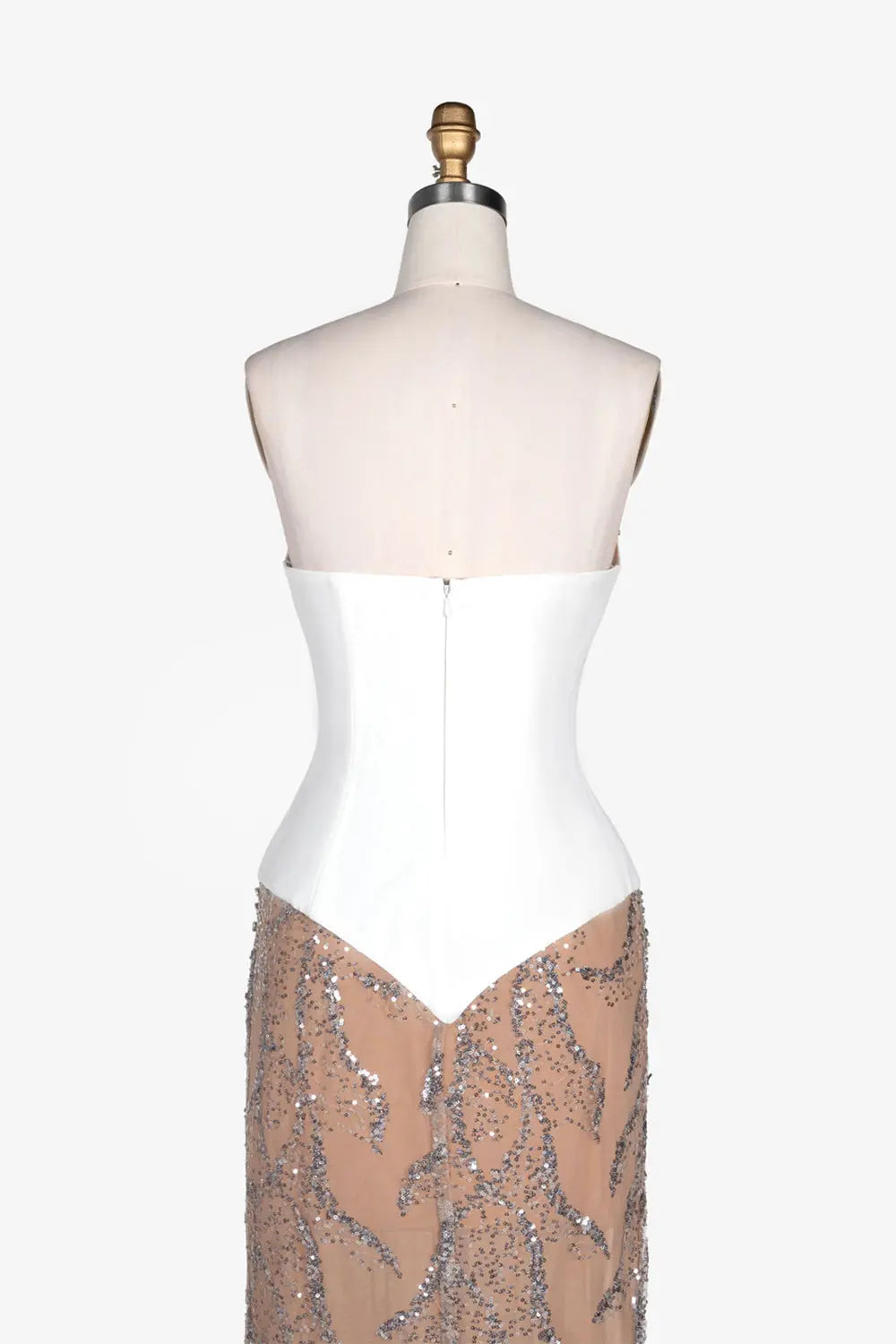 White Nude Sequin Diamond Formal Evening Dress ST107 Sheer Fairy