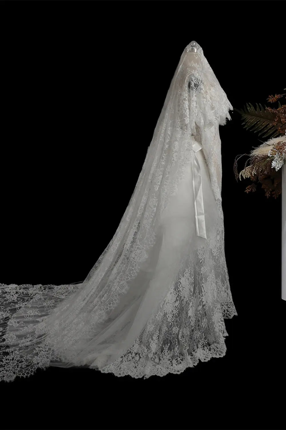 White Beaded Lace Mermaid Wedding Dress SW756 Sheer Fairy