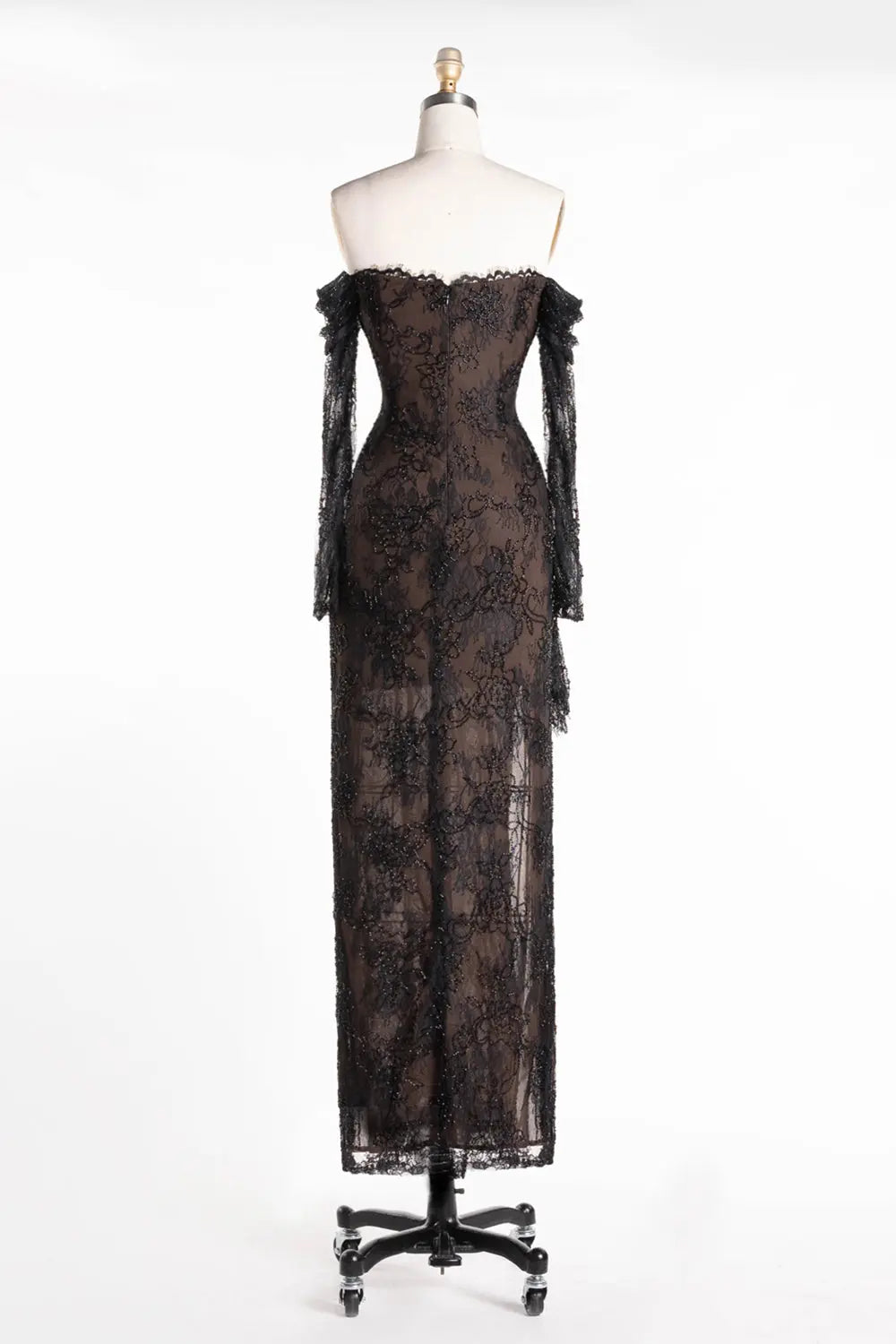 Black Off Shoulder Lace Long Sleeve Evening Gown ST119 Sheer Fairy