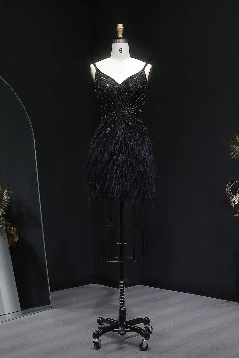 Modest Luxury Sequined Feather Sheath Homecoming Dress RM124 Sheer Fairy