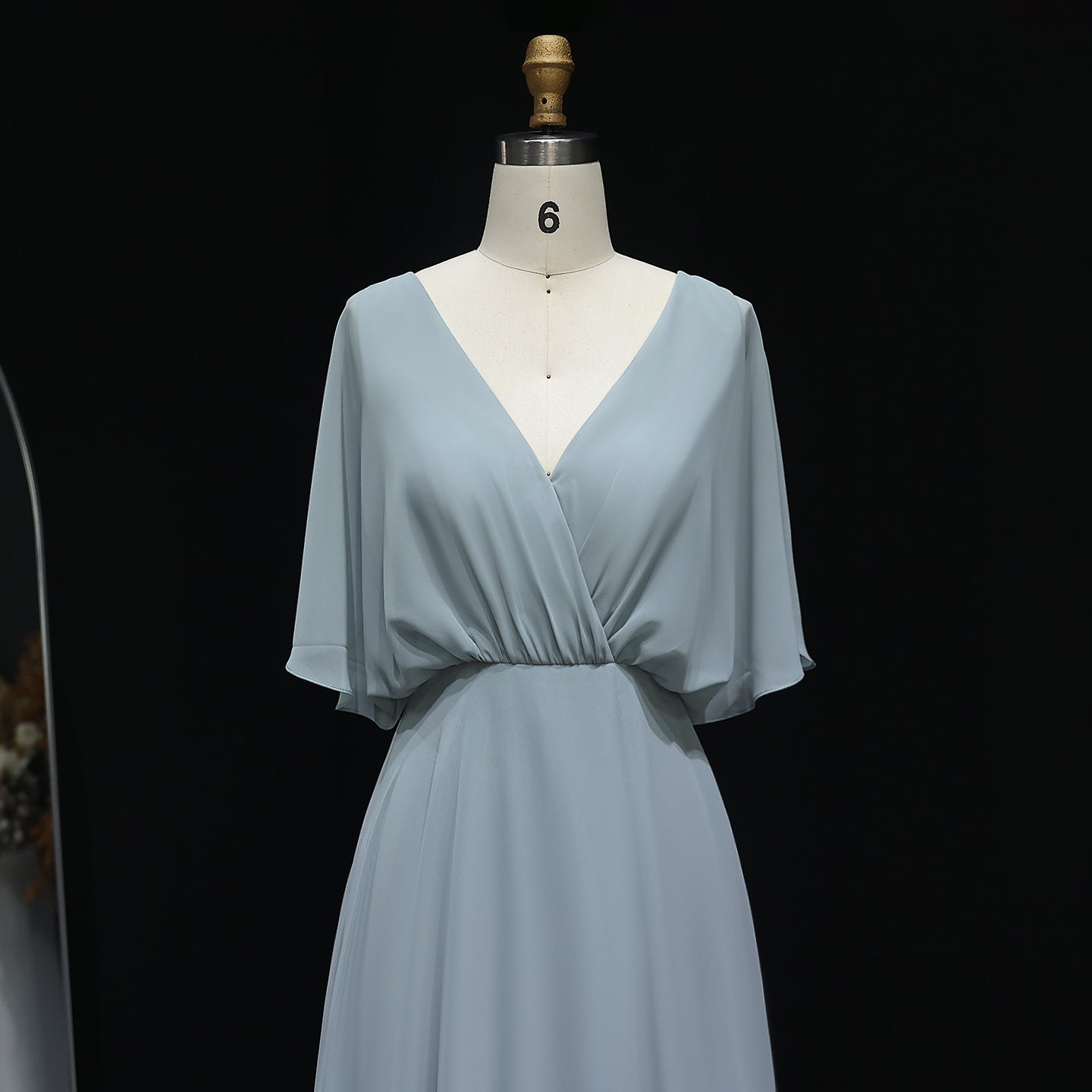 Simplify V Neck Chiffon A-Line Bow Bridesmaid Dress BS010