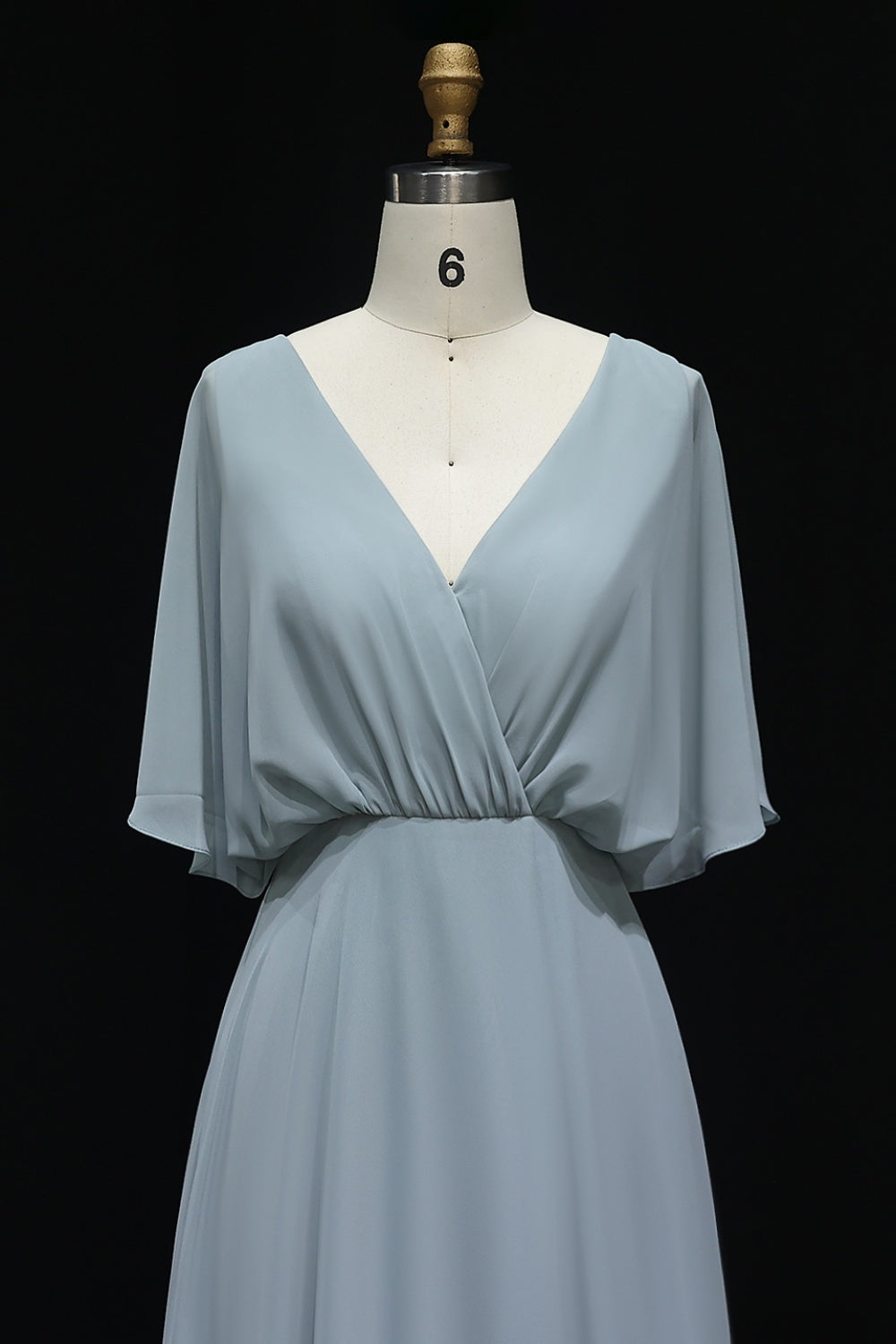 Simplify V Neck Chiffon A-Line Bow Bridesmaid Dress BS010