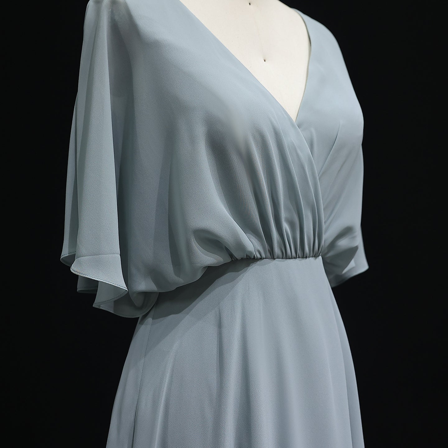 Simplify V Neck Chiffon A-Line Bow Bridesmaid Dress BS010