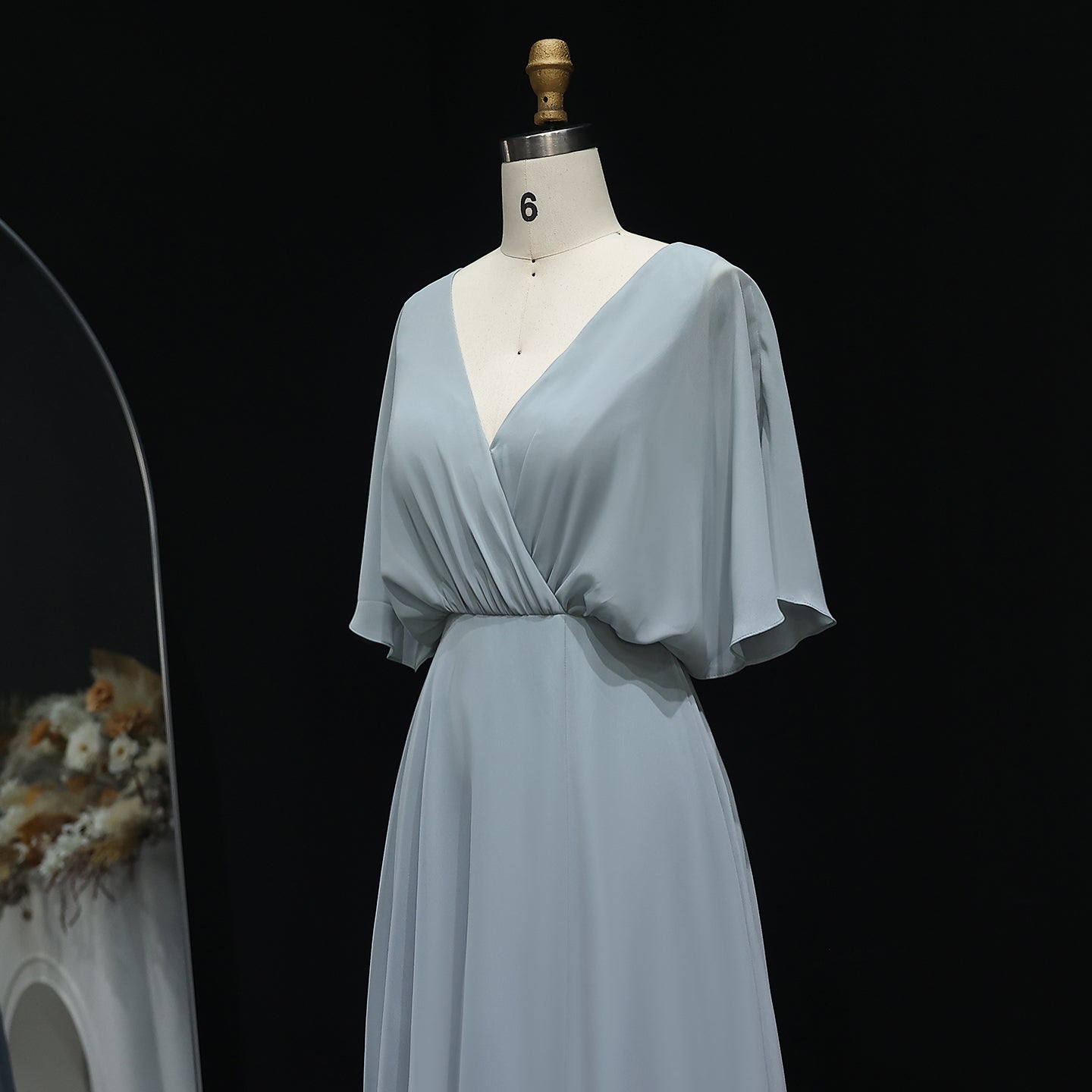 Simplify V Neck Chiffon A-Line Bow Bridesmaid Dress BS010