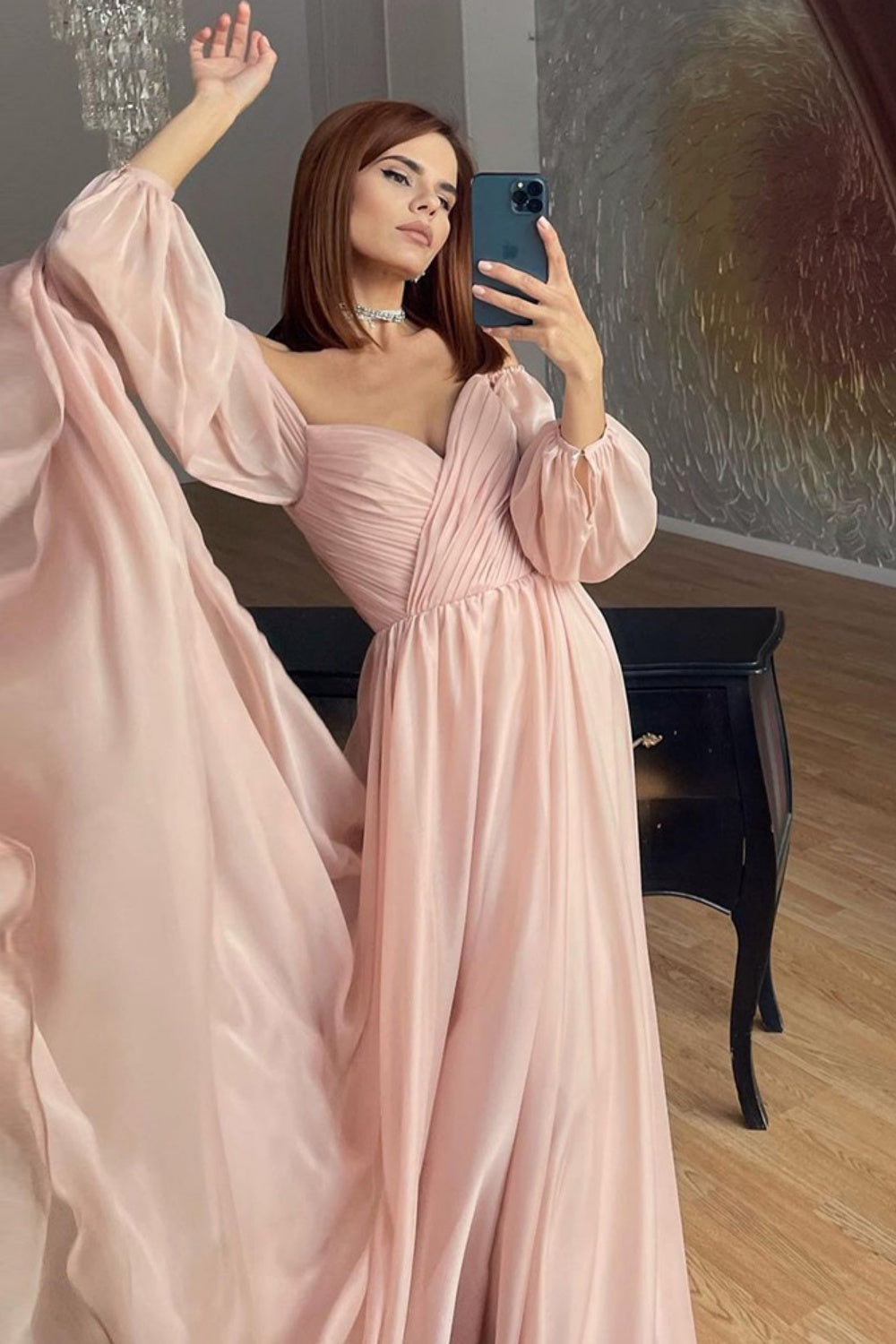 Elegant Off Shoulder White Chiffon Evening Dress SF360 Sheer Fairy