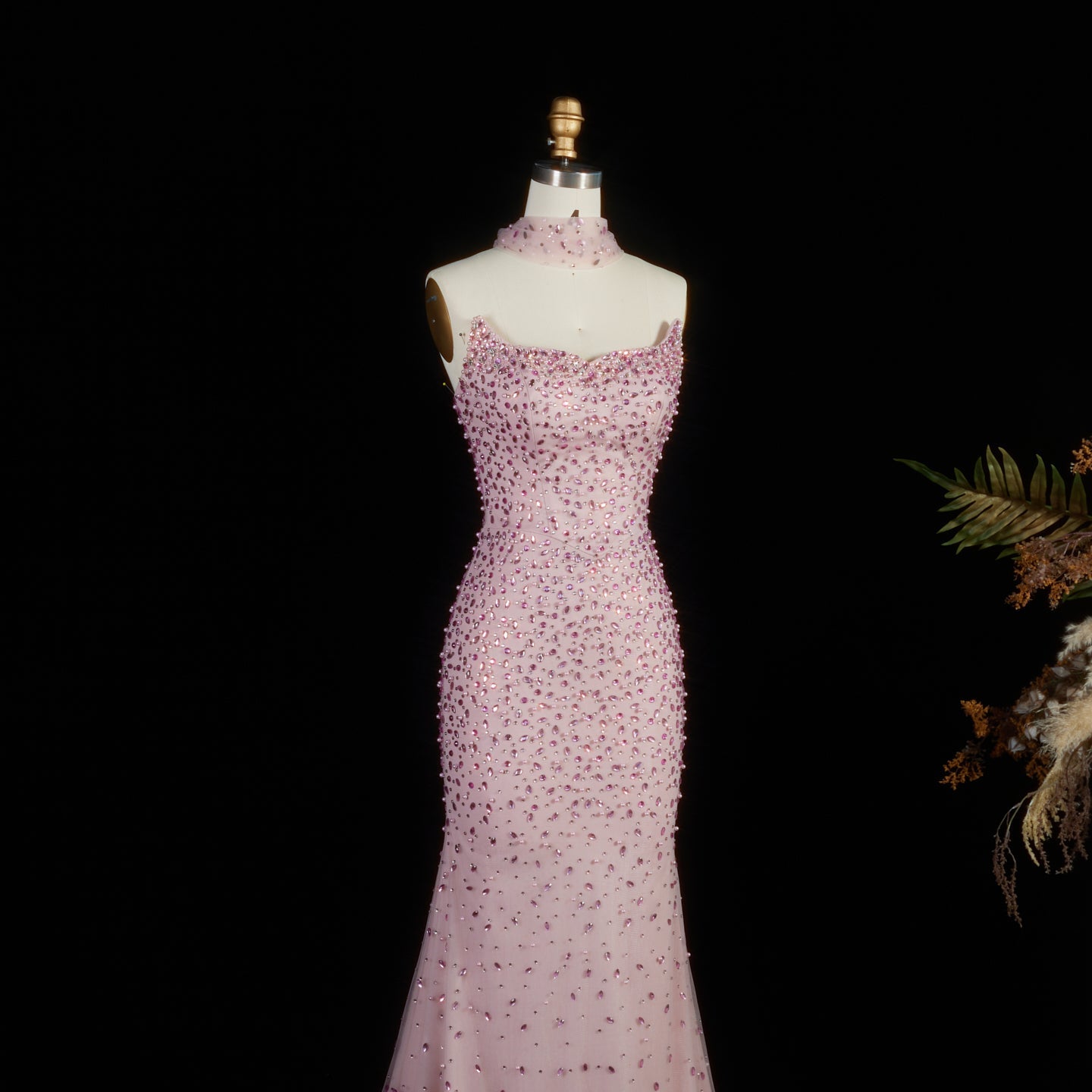 Luxury Pink Sequin Mermaid Prom Evening Dress with Sweetheart Neckline SS382 Sheer Fairy