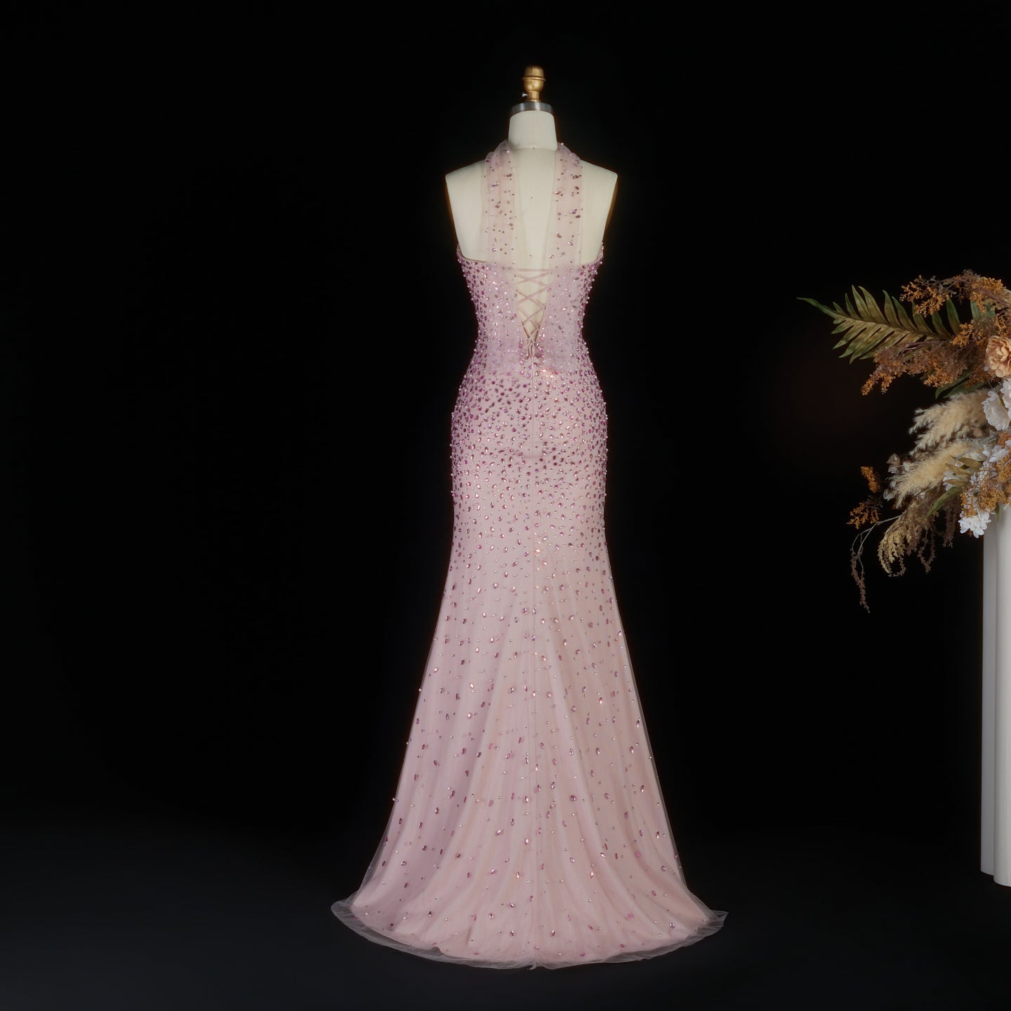 Luxury Pink Sequin Mermaid Prom Evening Dress with Sweetheart Neckline SS382 Sheer Fairy