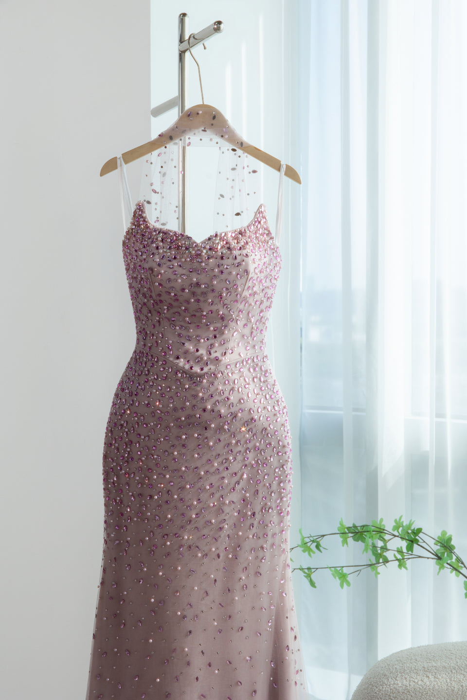 Luxury Pink Sequin Mermaid Prom Evening Dress with Sweetheart Neckline SS382 Sheer Fairy